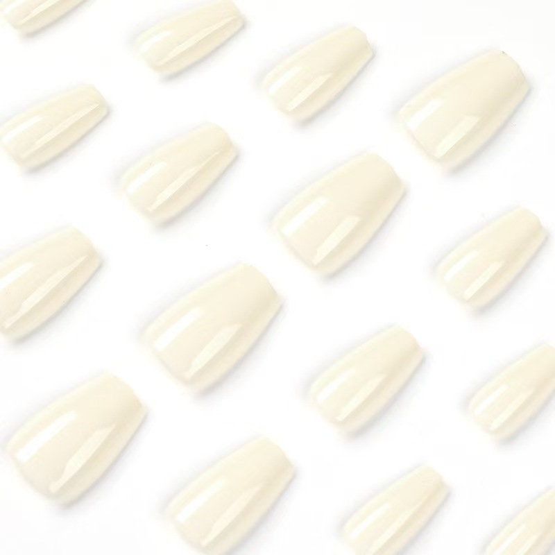 Cream White Short Ballet Nail Stickers - Armor Design for Professional Nail Art