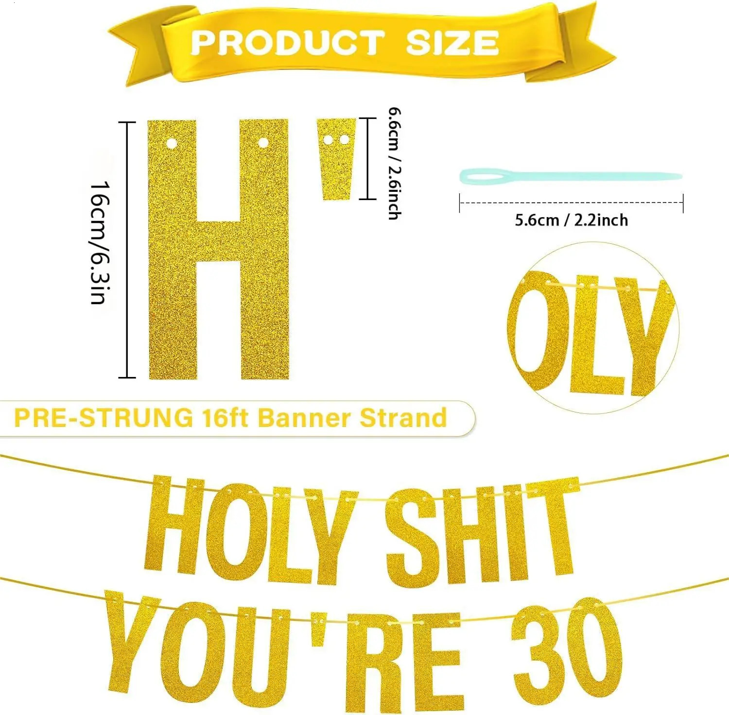Gold Glitter Holy Shit Youre 30 Birthday Banner Party DecorFunny 30th Birthday Party Decorations Supplies30th Po Props 250712