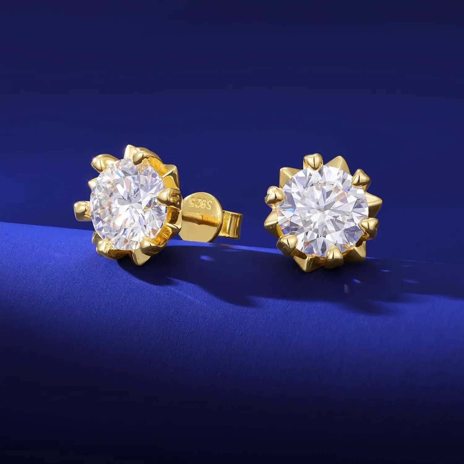 2ct Moissanite Diamond Flower Stud Earrings 18K Gold Plated S925 Silver Women Wedding Jewelry with GRA Certificate XJ250718