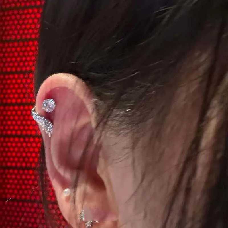 Fashion Zircon Wing Ear Bone Nail for Women Luxury Silver Color Metal Shiny Crystal Temperament Earrings Wedding Jewelry Gifts XJ250718