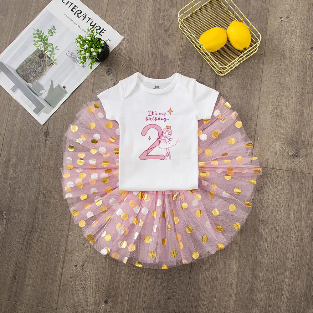 Its My 1st Birthday Baby Girl Party Dress Pink Tutu Cake Dresses Romper Set Outfits Girls Summer Clothes Jumpsuit 250715