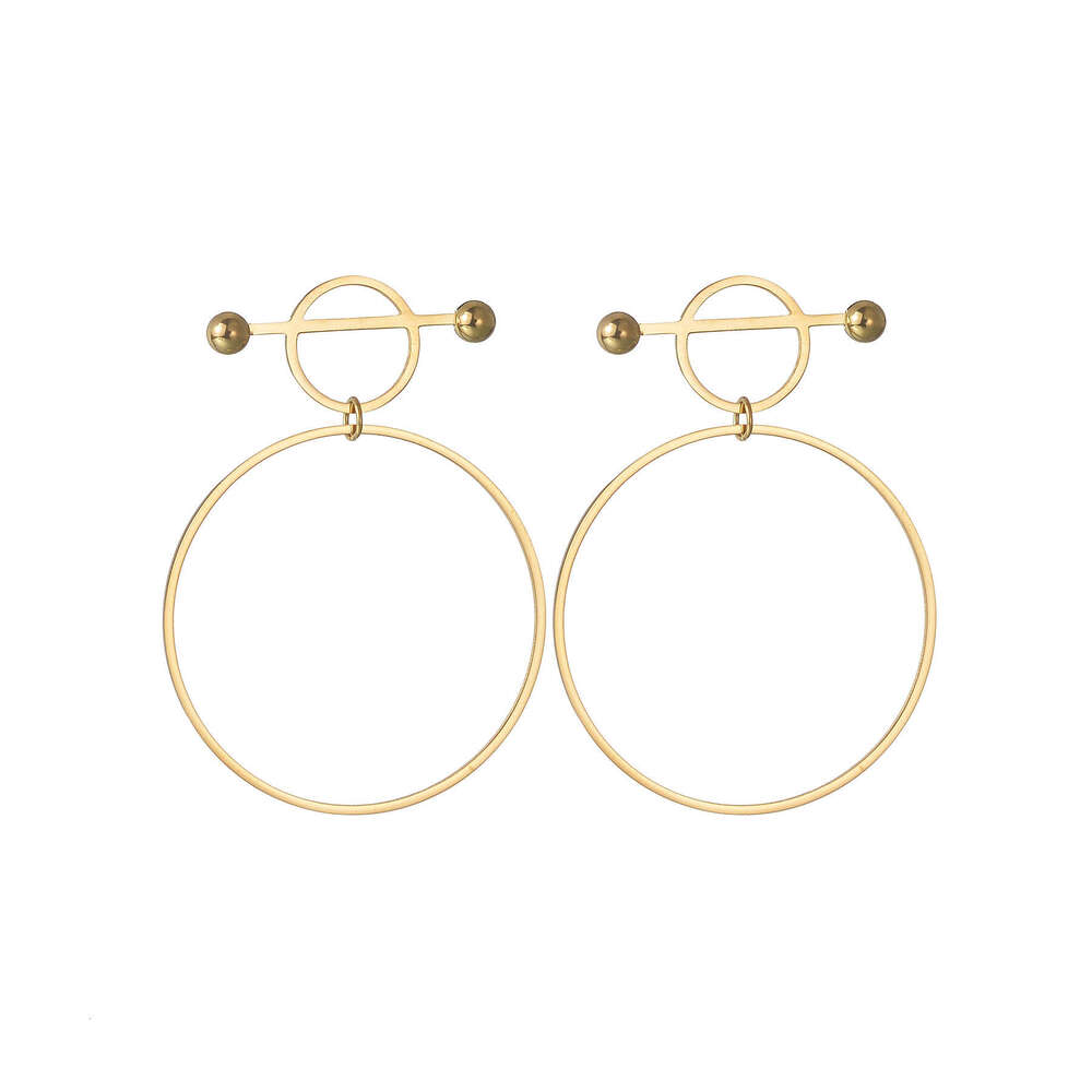 New INS Style Internet Celebrity Geometric Hoop for Women, Niche Personality Stainless Steel Gold-Plated Earrings