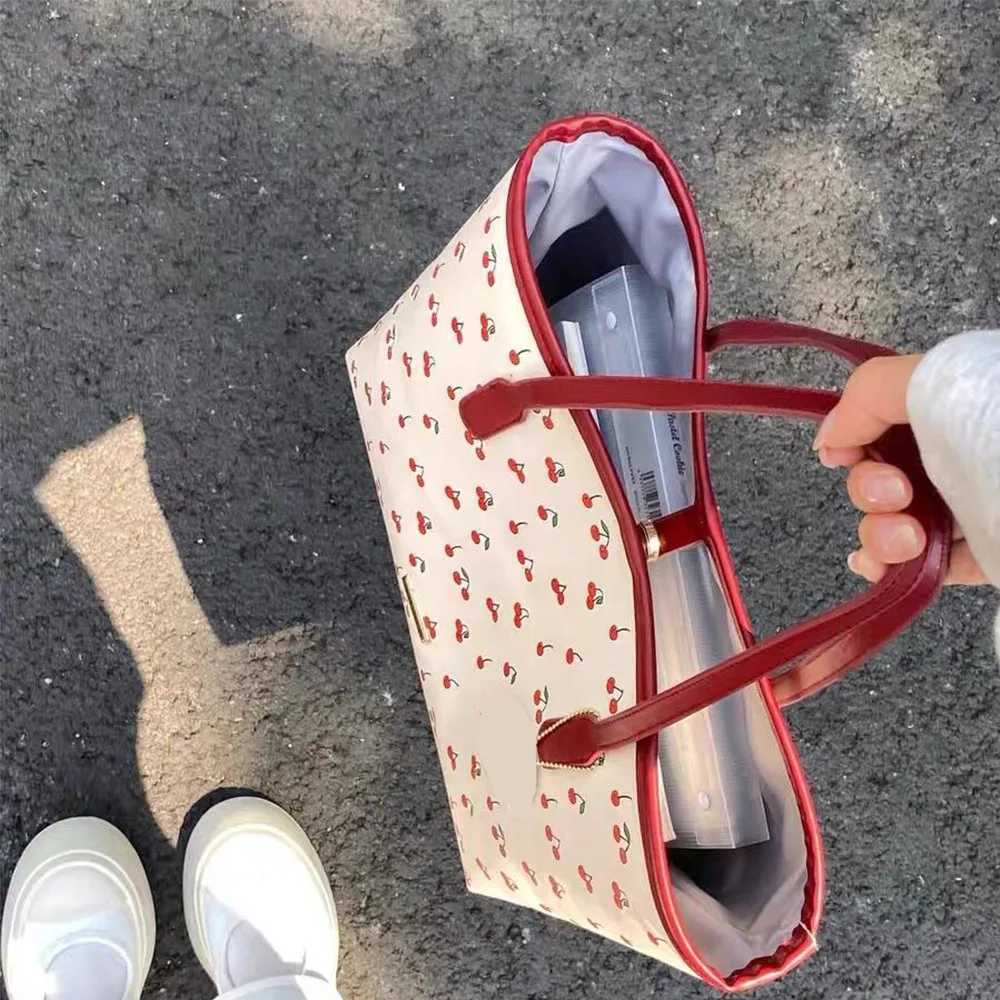 Fashion Cherry Popular Cute Cartoon Women Shoulder Bag New Trend Large Capacity Commuter Bag Student Laptop Bag Handbag Y250719