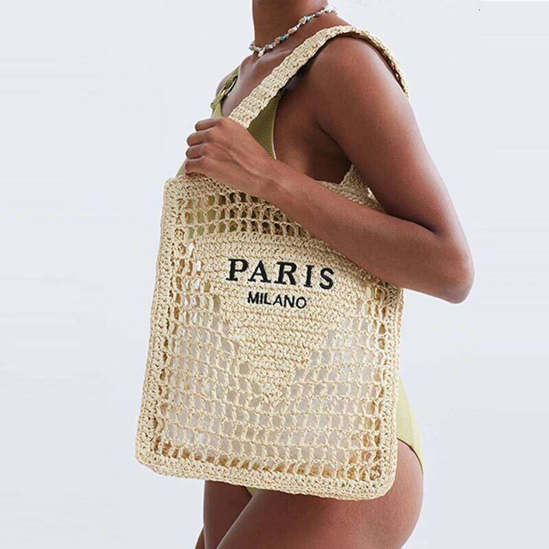 Fashion Hollow Out Straw Women Shoulder Bags Designer Letters Weave Lady Handbag Casual Handmade Summer Beach Large Tote Bag