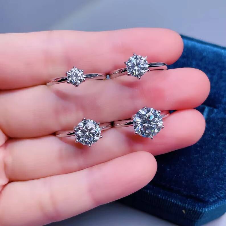 High Quality Moissanite DiamondRing 100%S925 Sterling Sliver Fine Jewelry Women Men Diamond Engagement Wedding Bands CoupleRings