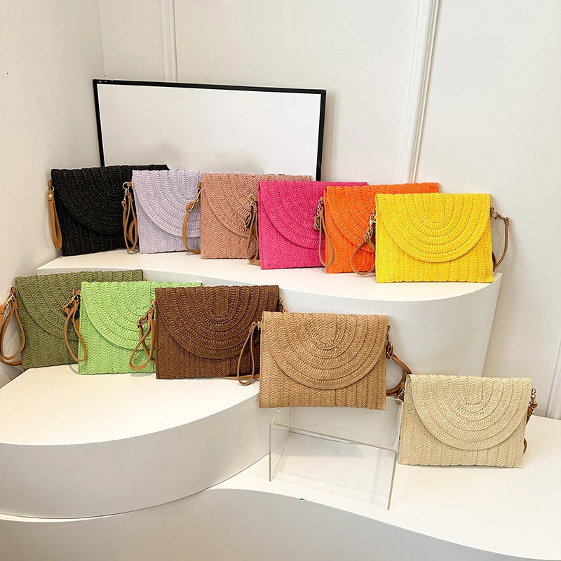 Summer Beach Straw Clutch Bag Cute Crossbody Bag for Women Travel Shoulder Bags Purse Ladies Casual Wicker Handbags 250717