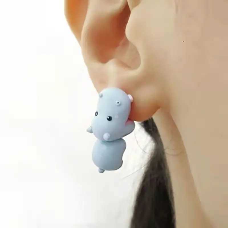 2pcs/1pair Animal Cartoon Stud Earrings for Women Cute Dinosaur Little Dog Whale Clay Bite Ear Jewelry Funny Gifts Fashion XJ250718