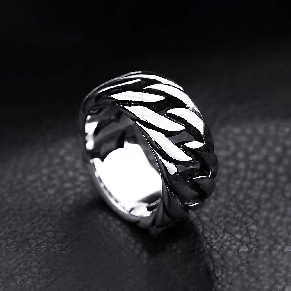 316L Stainless Steel Link Chain Rings for Men and Women Punk Hip Hop Personality Retro Ring Party Biker Jewelry Gifts 250717