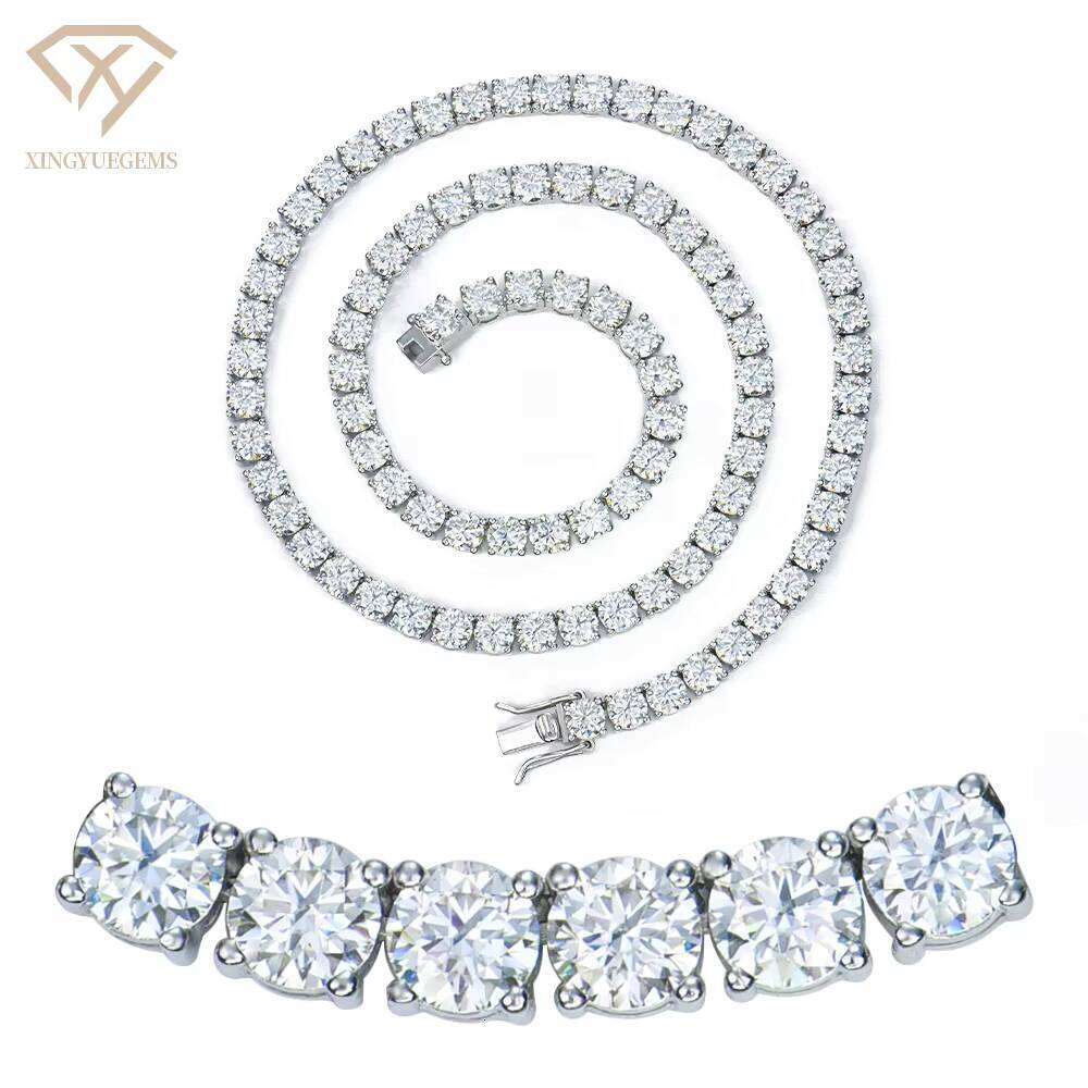2-6mm Hiphop 925 Silver Cluster Iced Out Vvs Gra Certified Diamond Mossanite Moissanite Jewelry Necklace Tennis Chain for Man