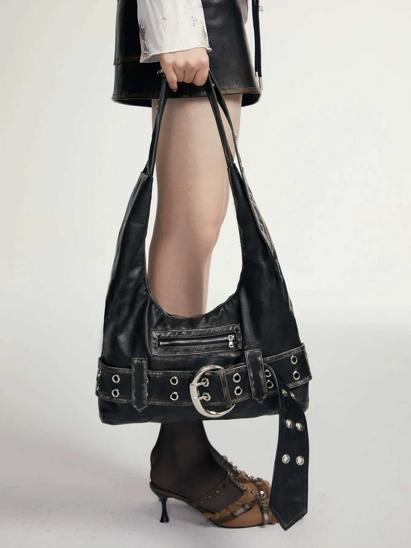 Belt Buckle Wen Luxury Designer Handbag And Purses PU Multiple Pockets Y2K Large Capacity Shoulder Bags Big Totes Y250718