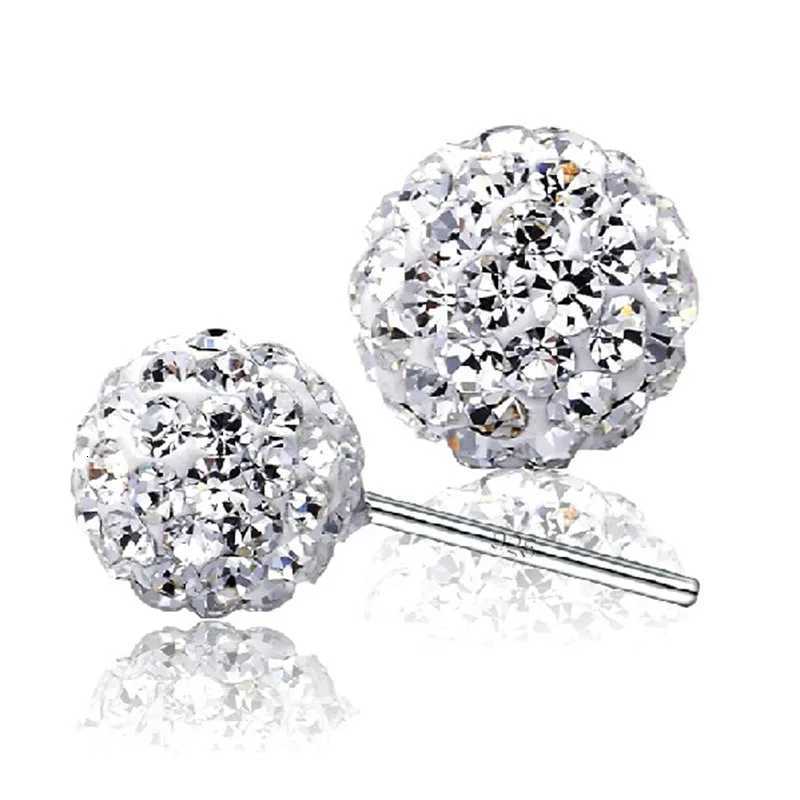 6/8/10mm White S925 Stamp Silver Color Earrings Micro Disco Balls Crystal Stud Earring Safe for Skin Women Jewelry Wholesale XJ250718