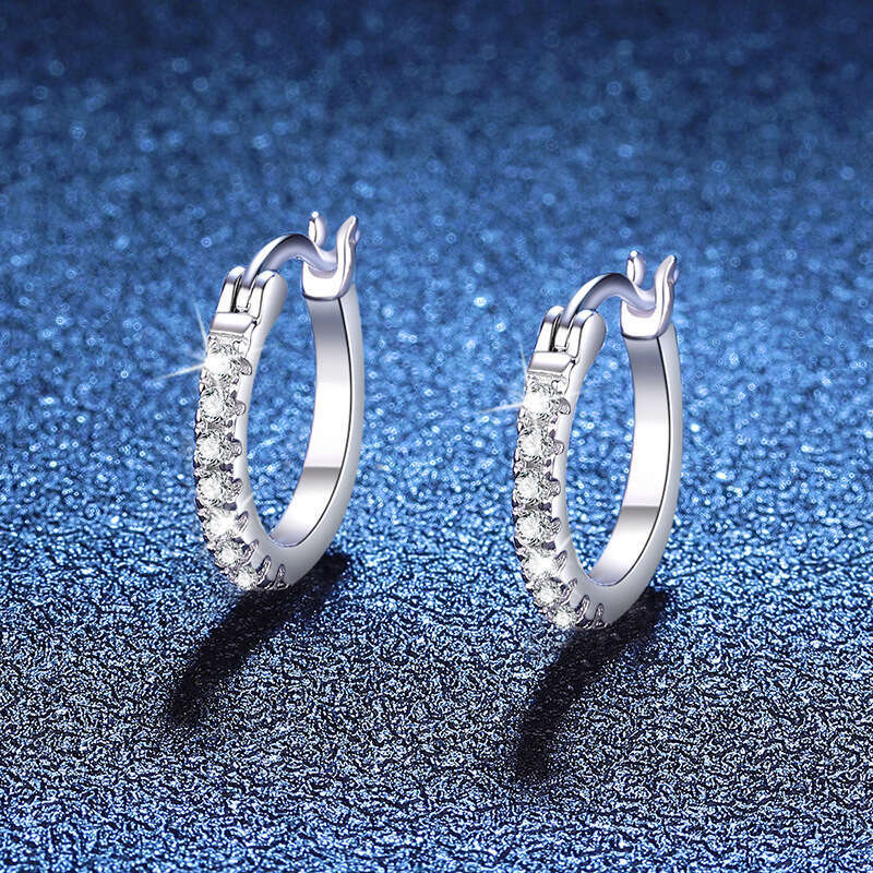 24 Points Internet Celebrity S Pure Sier Earrings Light Fashion Versatile Moissanite 21d