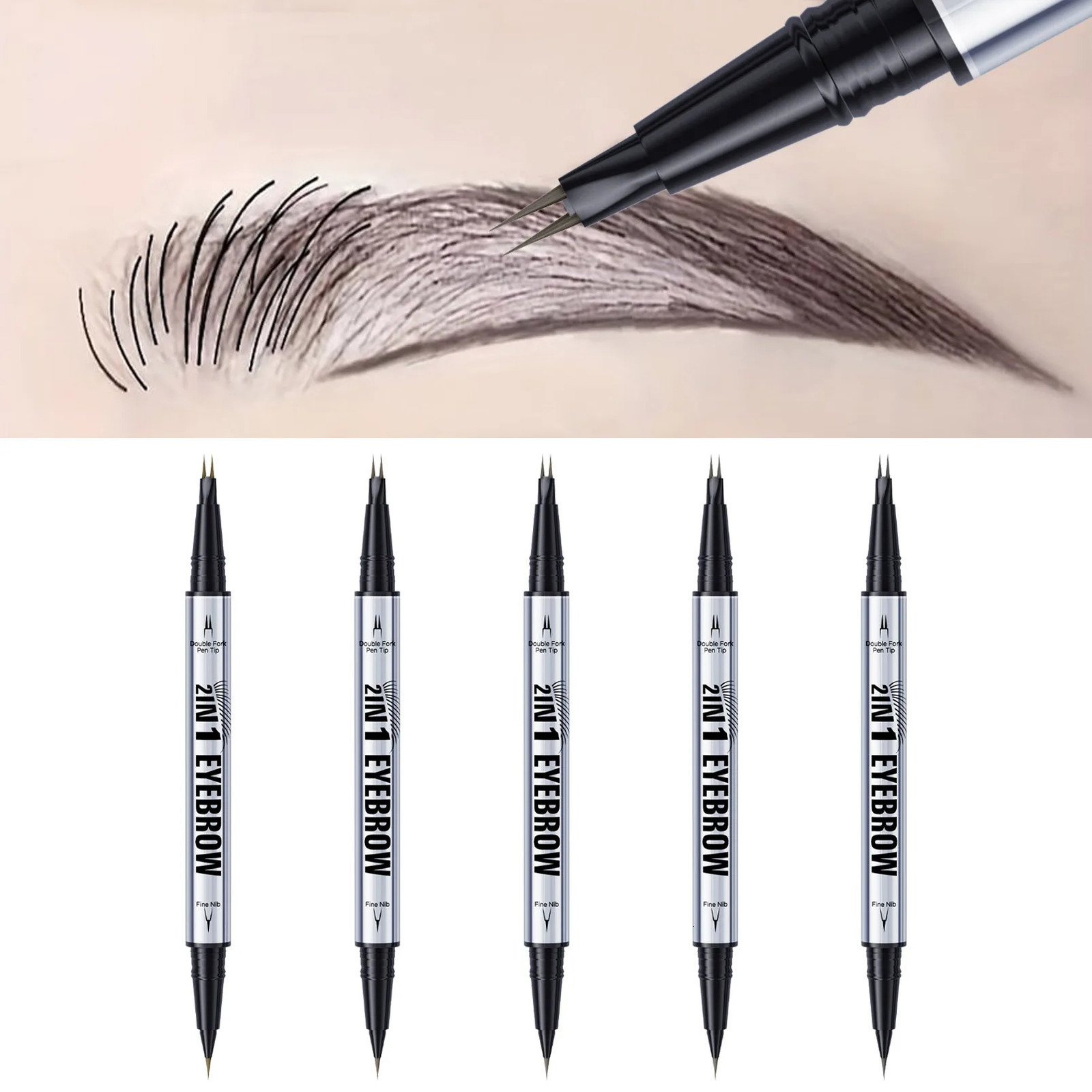 Two-pronged Eyebrow Pencil Waterproof Two-in-one Liquid Eyebrow Pencil Curved Eyebrow Pen With Fork And Precise Brush Tip Makeup 250712