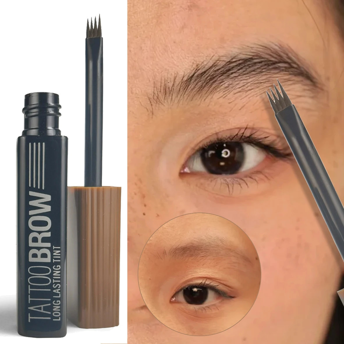 Unique 4-Tip Tattoo Eyebrow Brush Tint Waterproof Filling Liquid Eyebrow Pencil Transfer-Proof Semi-Permanent Brows Makeup 250712