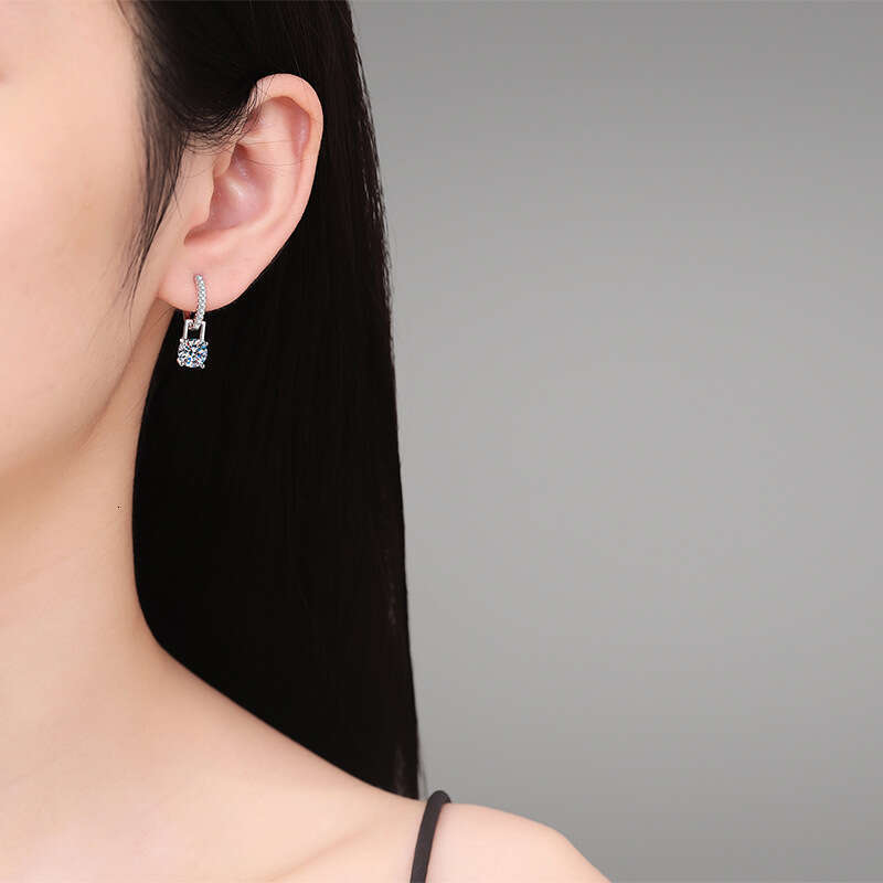 S Pure Sier Earrings and Ear Studs, Two-Way Wear, 2 Carat D Color Stud Earrings, Moissanite 592