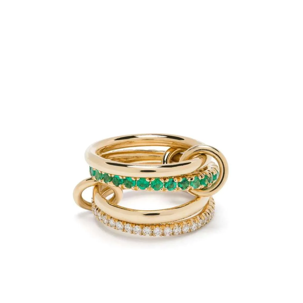 Band Rings Interlocking Gold Stackable for Women Non Tarnish Shiny 14k Gold Plated Colored zirconium stone inlay Rings,Multiple colors are available for selection.