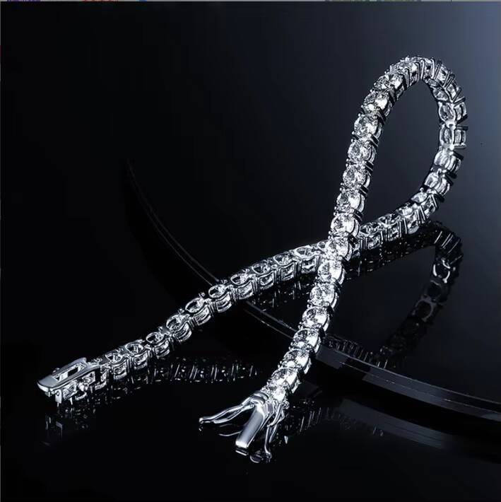 S925 Sterling Silver Moissanite 2mm Tennis Bracelet High-End Classic Style for Party or Gift Fashion Trend