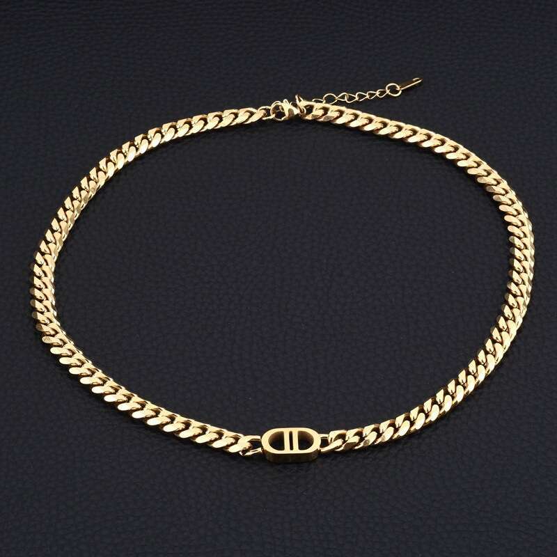 Stainless Jewelry Titanium Steel Double D Clavicle Designer Jewelry Chain Gold Necklace Unisex Couple Niche Bracelet Bangle