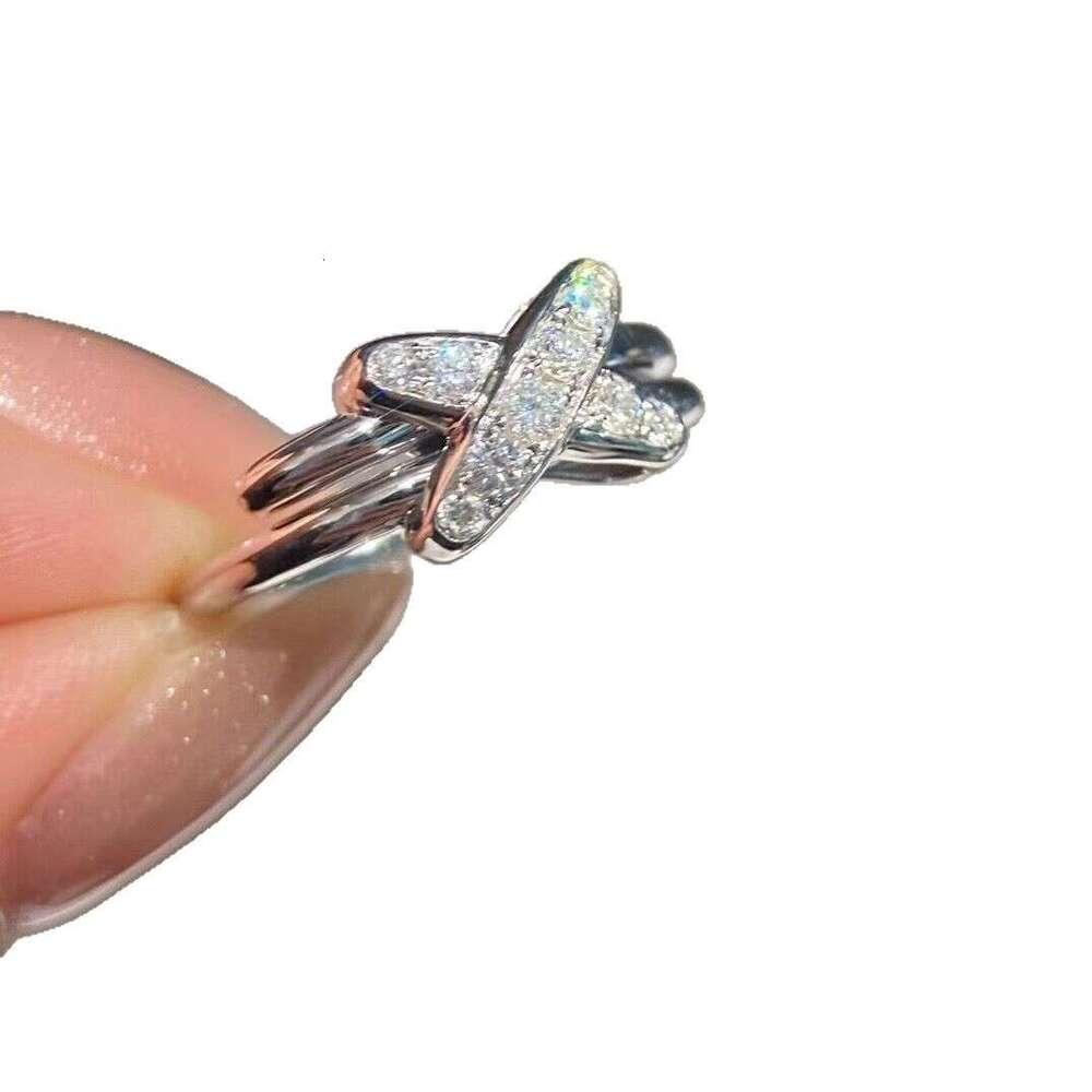 Shangjia High Version Cross Thick Gold Plated Full Diamond Ring Exquisite Handmade Jewelry for Men and Women