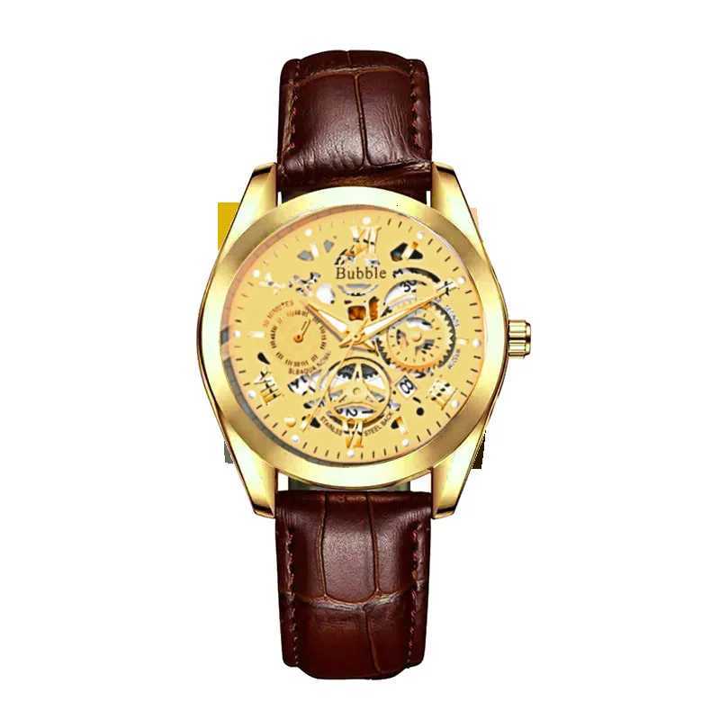 Mens Watch Brand Trendy Original Sport Luminous Waterproof Roman Hollow Leather Strap Mens Fashion Quartz Clock Watches gift W250718