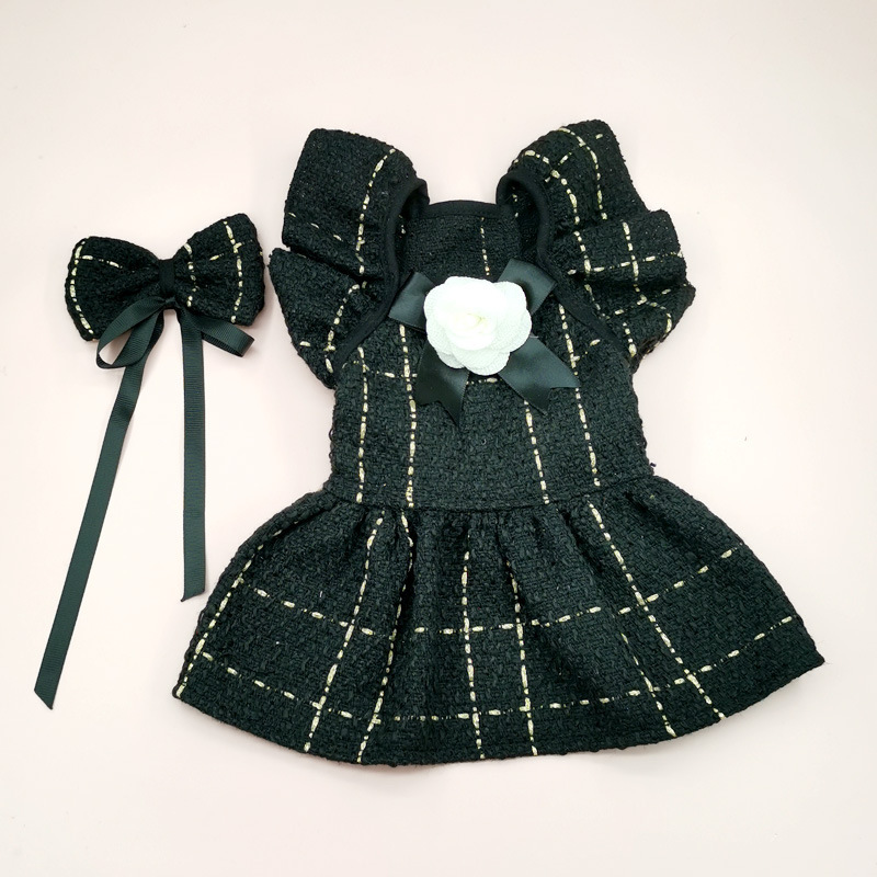 Designer Summer Dog Dress Black and white Dog Clothes, Spring and autumn Style Small Dog Yeddy Pet clothing, Little Cat Skirts