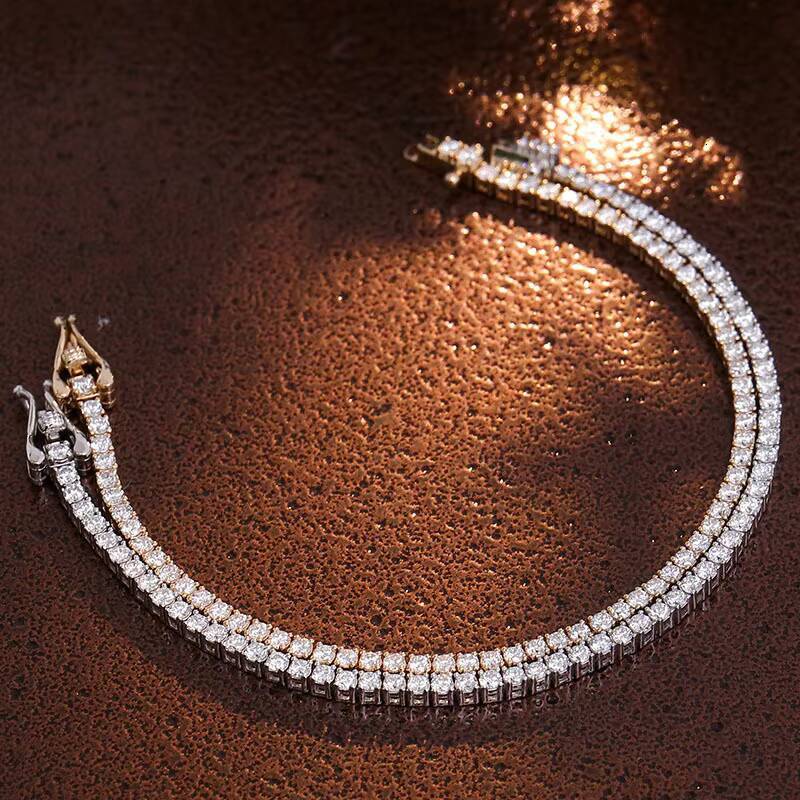 Moissanite Diamond Tennis Bracelet 10K 14K 18K 24K Gold Moissanite Chain Custom Jewelry for Women