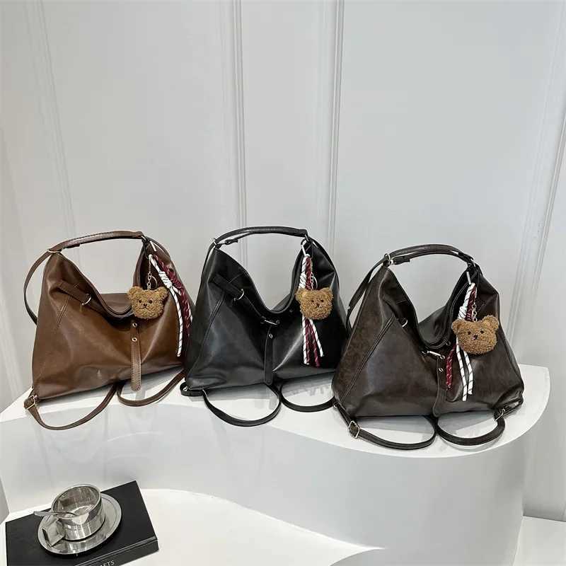 Large Capacity Commuter Student Double Shoulder Tote Bag Mens Spring Summer Vintage Fi Crossbody Bag Backpack Y250718