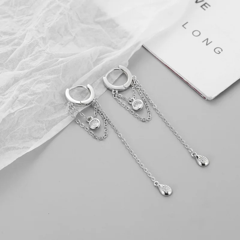 VOQ Silver Color Long Tassel Water Drop Shape Earrings for Women Handmade Jewelry 250715