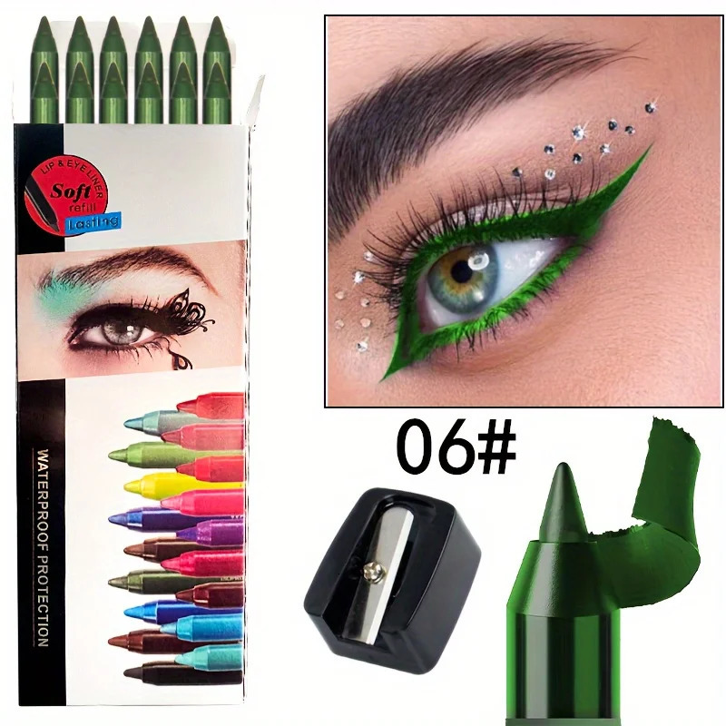 12pcs eyeliner eyeshadow pencil Universal send a pencil sharpener waterproof 250716