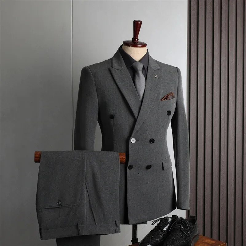 Tailor-made Suits for Men 2 Pieces Suits Man Blazer Jacket and Pants Double Breasted Business Casual Fashion Korean Clothing 250715