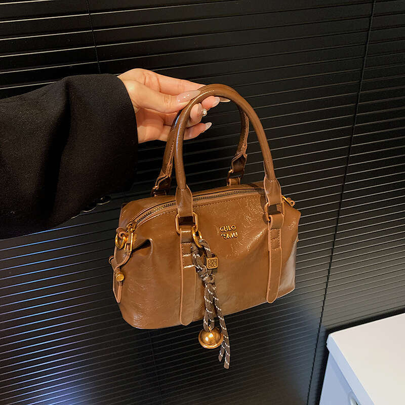 Korean Style Handbag for Women 2024 New Winter Single Shoulder Crossbody High-End Boston Pillow Bag