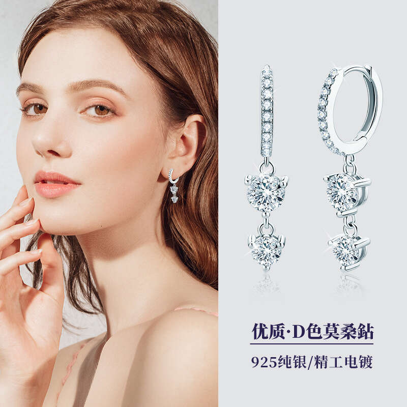 Ins Style Long Tassel Moissanite Earrings for Women High-end Pure Sier Jewelry