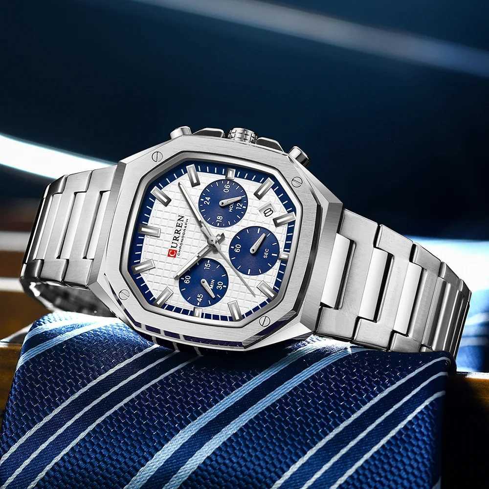 urrent Men Watch Top Brand Luxury Sports Quartz Mens Watches Full Steel Waterproof Chronograph Wristwatch Men Relogio Masculino W250718