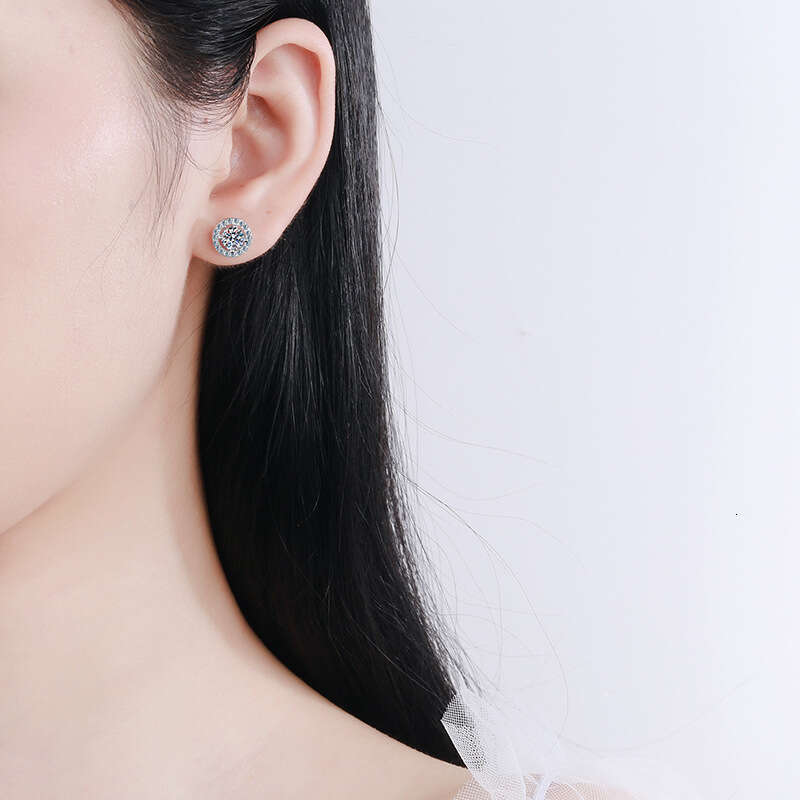 S Sier for Women Classic Simple Round Moissanite Earrings Exquisite Craftsmanship Quality 015