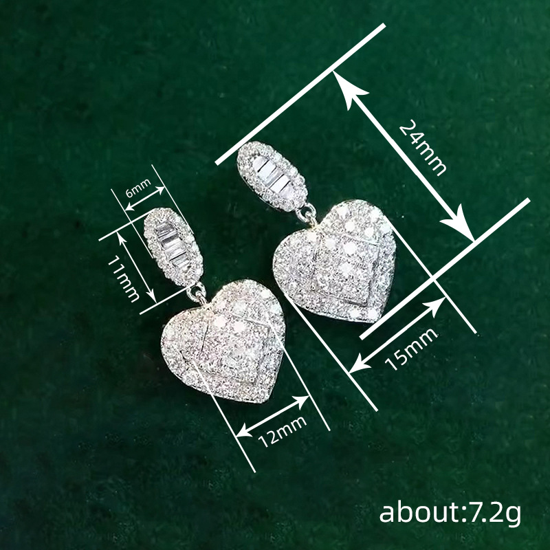 Gorgeous Sparkling Dangle Earrings Luxury Jewelry 925 Sterling Silver Pave White 5A Cubic Zircon CZ Diamond Gemstones Party Elegant Women Heart Prince