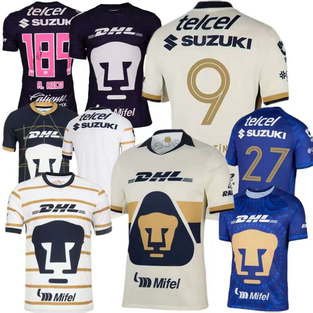 In stock 24 25 26 UNAM Mexiko Soccer Jerseys QUISPE J. RUVALCABA LIGA MX FC G. MARTINEZ Universidad Nacional Club de Futbol PUSSETTO Long sleeves football shirts