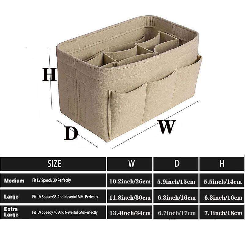 Fashion Women Cosmetic And Make up Organizer Insert For Handbag Felt Cloth Inner Bag Fits Various Bags X250718 X250718