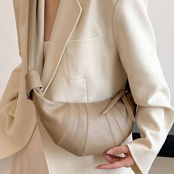 2025 Genuine Leather Croissant Hobo Bag, Women's Crossbody Purse, Vintage Textured Shoulder Tote for Daily Outfits Travel