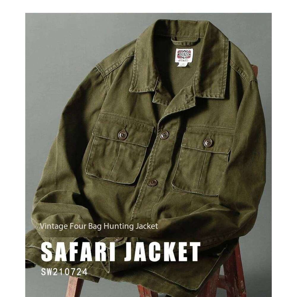 American Retro Four-Pocket Lapel Work Men's Military Style Spring And Autumn Casual Multi-Pocket Hunting Jacket