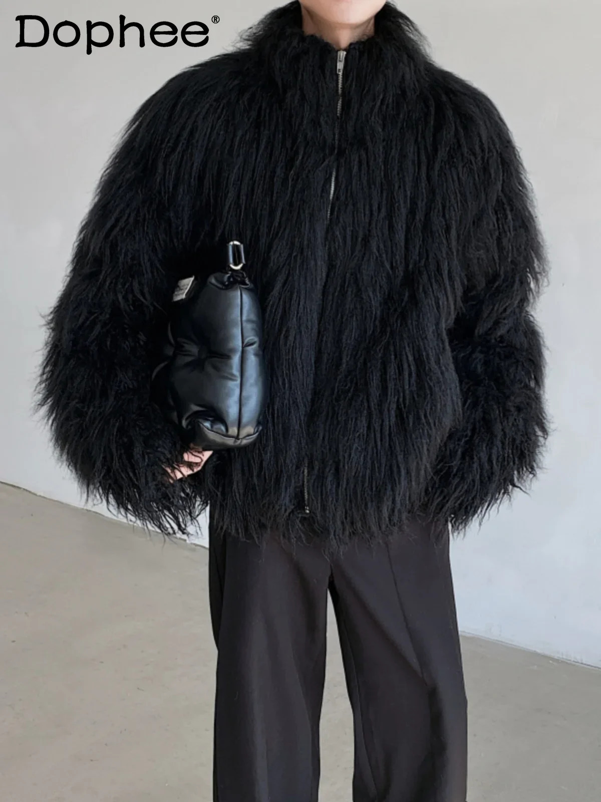 Mens Winter High-end Stand Collar Long Sleeve Thickened Cotton Jacket Handsome Trendy Environmentally Friendly Fur Clothes 250715