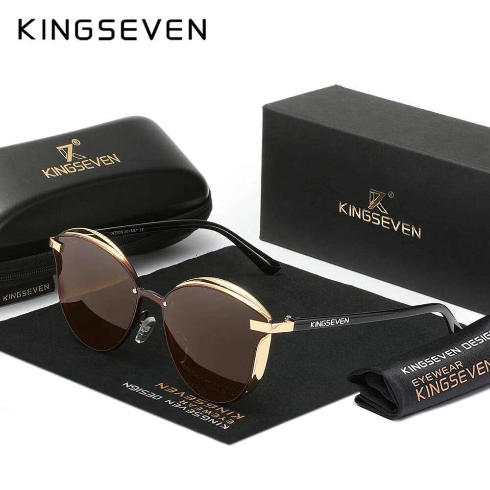 Genuine KINGSEVEN Cat Eye Women's Glasses Polarized Sunglasses UV400 Lens for Lady Eyewear Accessory