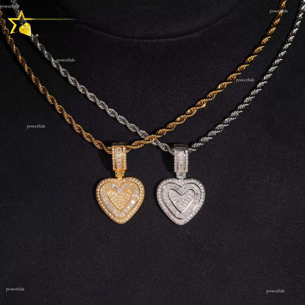 No Tarrifs US Warehouse RTS GRA Certificate Pure Sier Hip Hop Iced Out VVS Moissanite Heart Pendant
