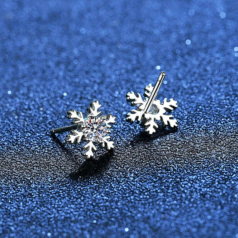 S Pure Sier Snowflake Moissanite Personality Earrings Internet Celebrity Hot Sale ce8