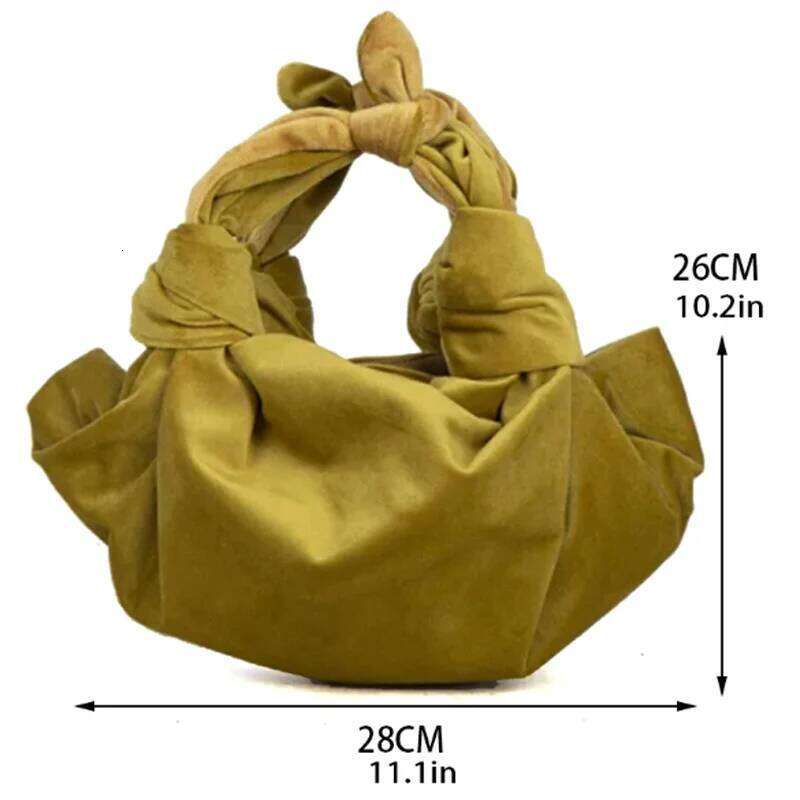 Designer Satin Knotted Bucket Totes Ruched Pleated Veet Small Pouch Purse Women Handbag Party Top-handle Bag Yellow Red