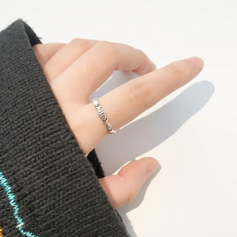 Vintage Silver Color Fish Couple Rings for Women Lover Fashion Creative Adjustable Opening Finger Ring Jewelry Valentines Day 250716