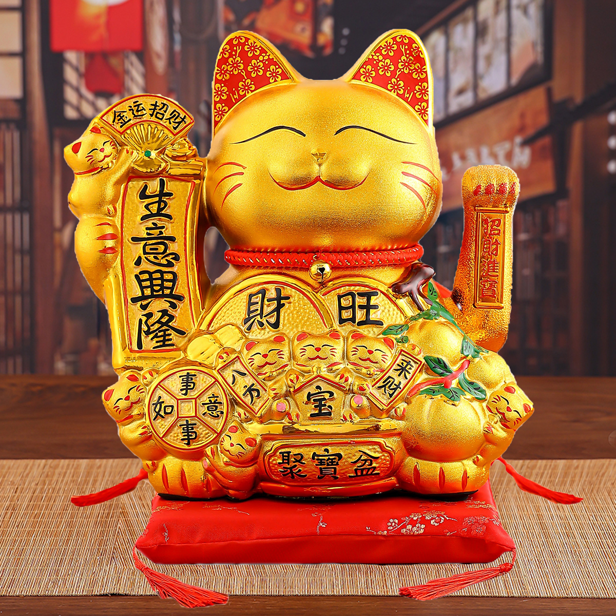 Modern Ceramic Good Fortune Cats with Gold Plated Finish - Perfect for Interior Decorating Electric shaking hand Handmade Painting