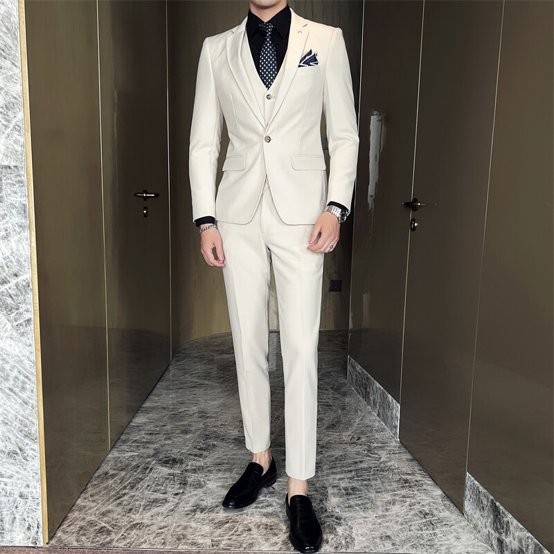H71Men's three-piece suit business slim casual wedding dress groom suit