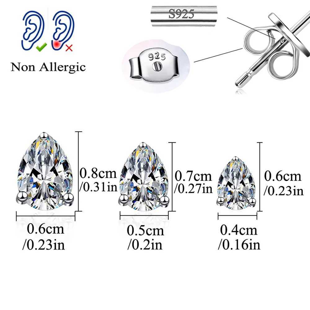 925 Sterling Silver Shiny Cubic Zirconia Water Drop Stud Earrings for Women Trendy Party Jewelry Accessories Gift SE127XJ250718