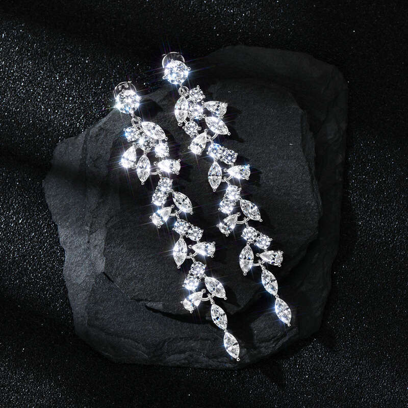 Internet Celebrity Light Ultra Shiny Tassel s Pure Sier Niche Fresh Versatile Zircon Earrings