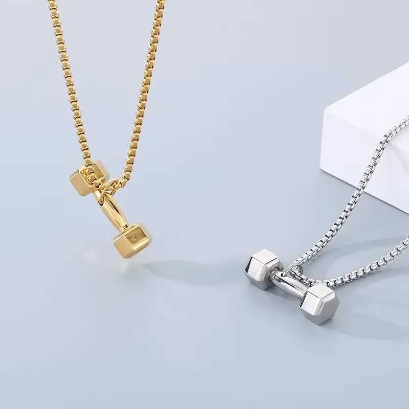 igh Quality Stainss Steel Men Necklace With Dumbbell Pendant Personality Men Fashion Jewelry W250718